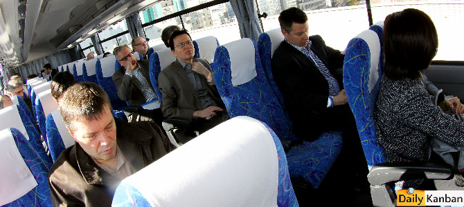 The boys in the bus. The man on the rioght is Reuters' future Whitehouse reporter Kevin Krolicki 